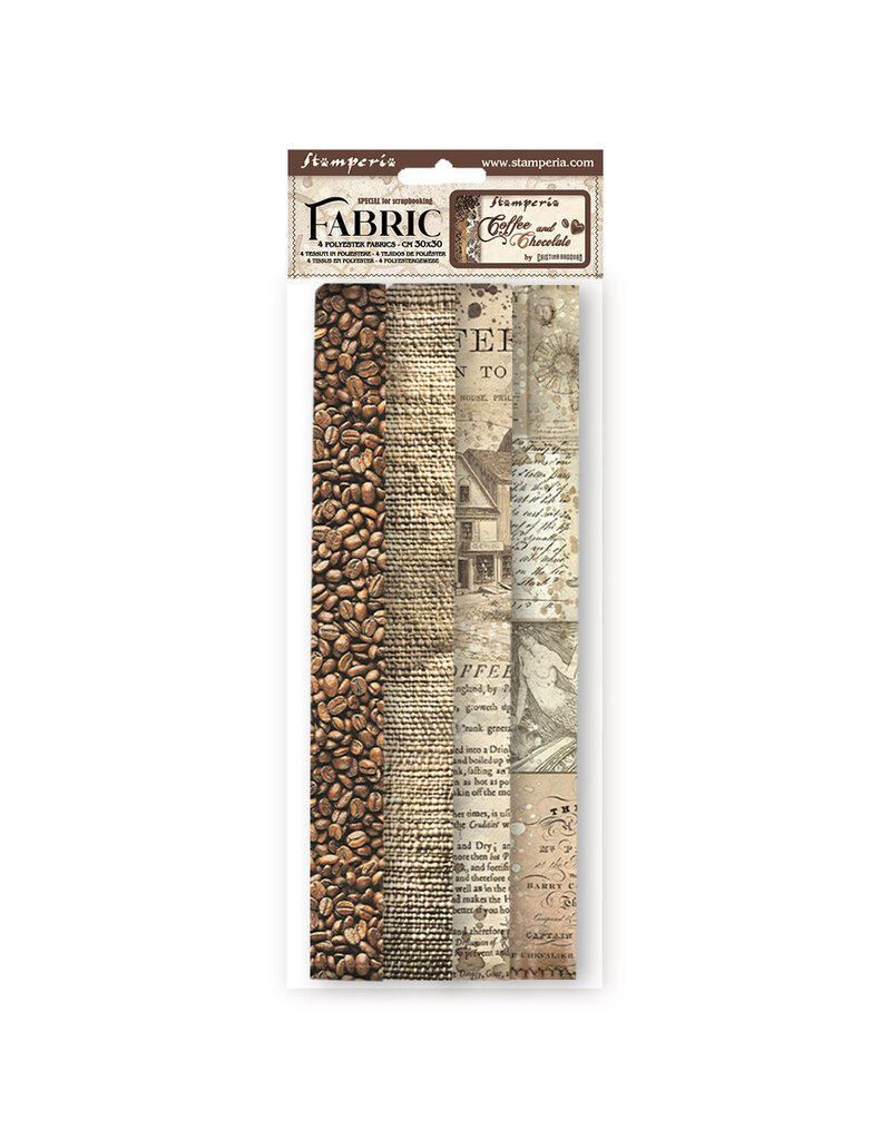 Stamperia Pack 4 sheets fabric cm 30x30 - Coffee and Chocolate