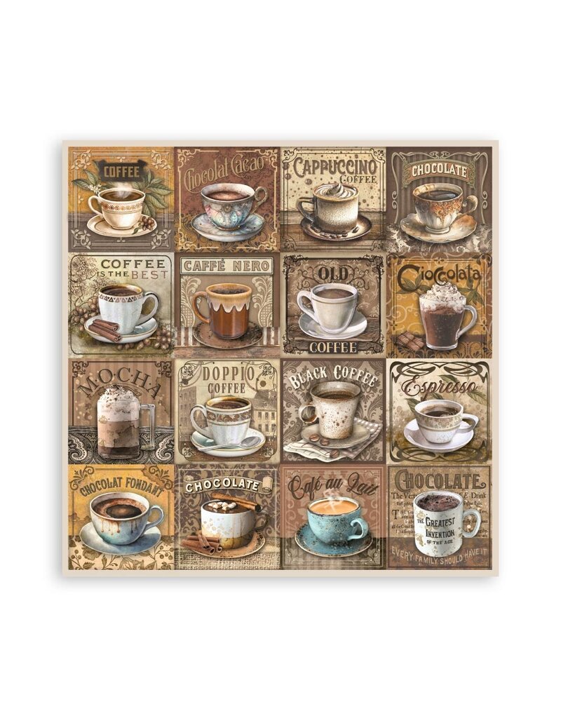 Stamperia Scrapbooking Pad 22 sheets cm 20,3X20,3 (8"X8") Single Face   Coffee and Chocolate