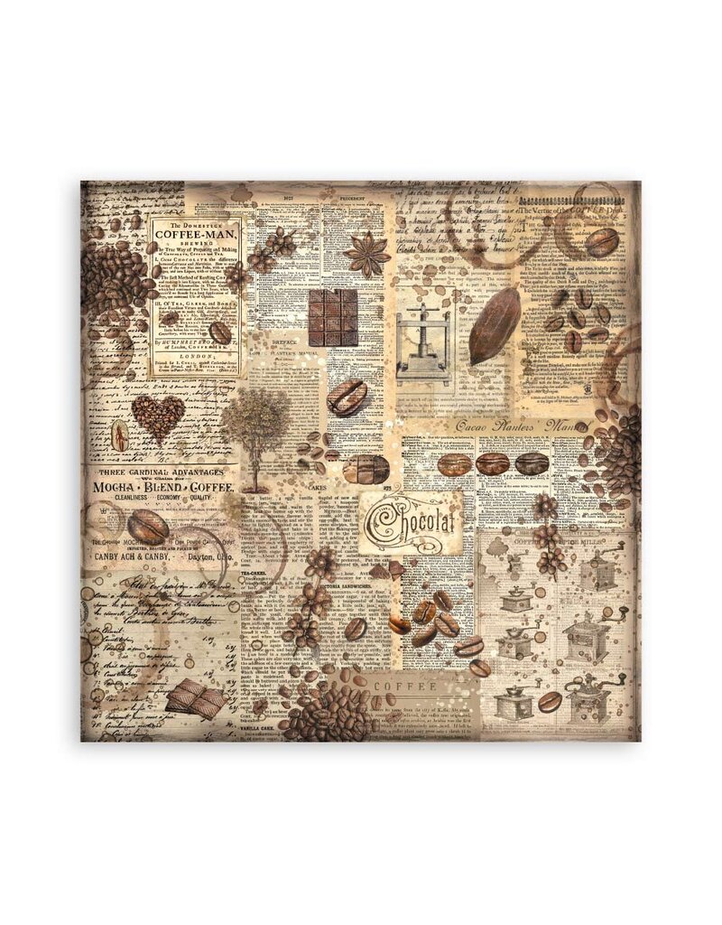 Stamperia Scrapbooking Pad 22 sheets cm 20,3X20,3 (8"X8") Single Face   Coffee and Chocolate