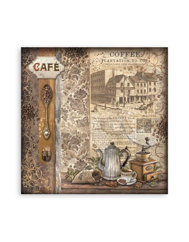 Stamperia Scrapbooking Pad 22 sheets cm 20,3X20,3 (8"X8") Single Face   Coffee and Chocolate