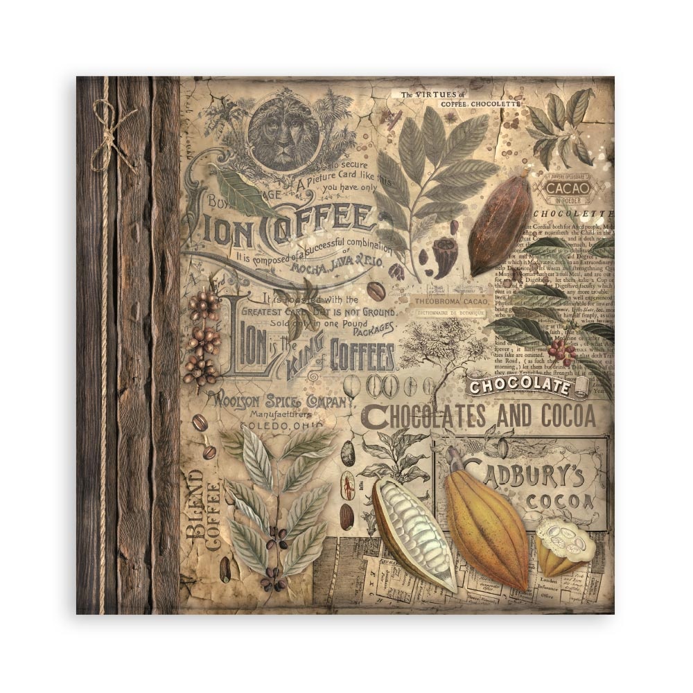 Stamperia Scrapbooking Pad 22 sheets cm 20,3X20,3 (8"X8") Single Face   Coffee and Chocolate