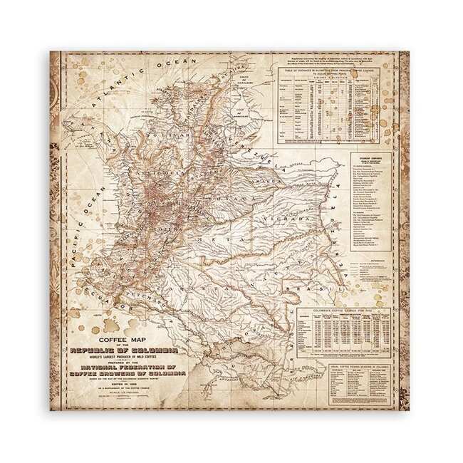 Stamperia Papierblok 20,3x20,3 cm - 10 vellen - Coffee and Chocolate