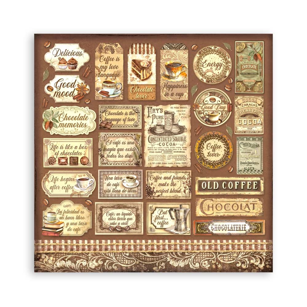 Stamperia Scrapbooking Pad 10 sheets cm 30,5x30,5 (12"x12") - Coffee and Chocolate