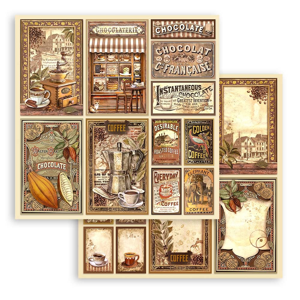 Stamperia Scrapbooking Pad 10 sheets cm 30,5x30,5 (12"x12") - Coffee and Chocolate