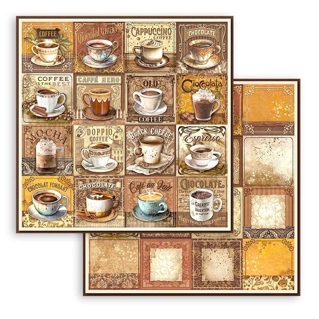 Stamperia Papierblok 30,5x30,5 cm - 10 vellen - Coffee and Chocolate
