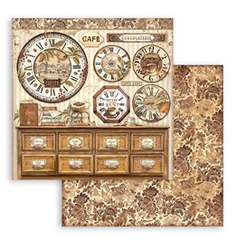 Stamperia Scrapbooking Double face sheet - Coffee and Chocolate clocks