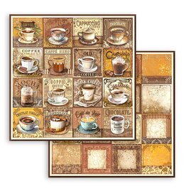 Stamperia Scrapbooking Double face sheet - Coffee and Chocolate tags with cups