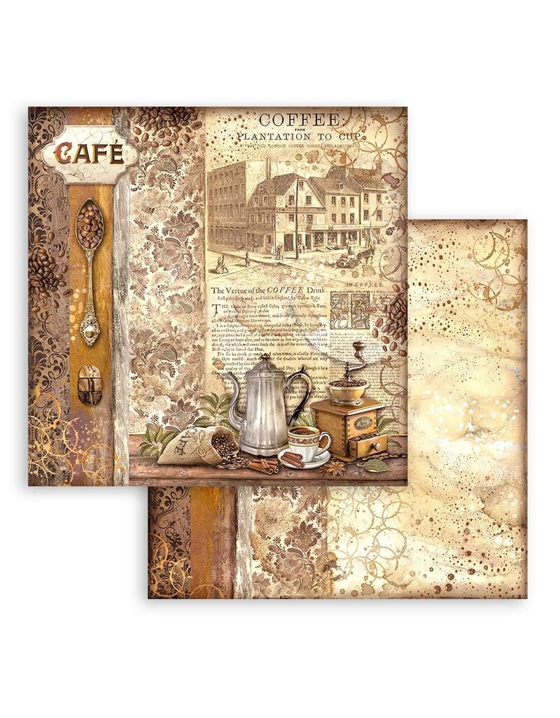 Stamperia Scrapbooking Double face sheet - Coffee and Chocolate grinder