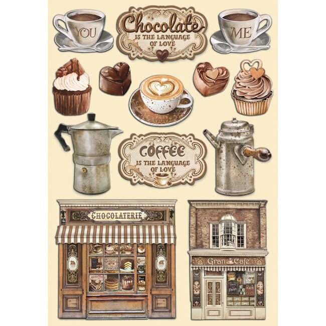 Stamperia Colored Wooden shape A5 - Coffee and Chocolate