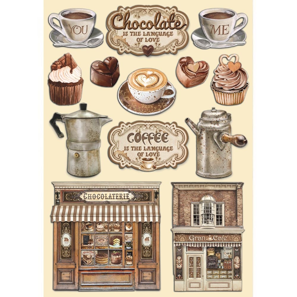 Stamperia Colored Wooden shape A5 - Coffee and Chocolate