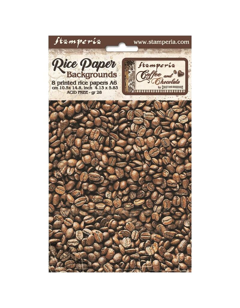 Stamperia Selection 8 Rice paper A6 backgrounds - Coffee and Chocolate