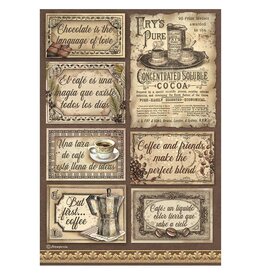 Stamperia A4 Rice paper packed - Coffee and Chocolate labels