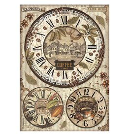 Stamperia A4 Rice paper packed - Coffee and Chocolate clocks