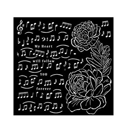 Stamperia Thick stencil cm 18X18 - Precious music and peony