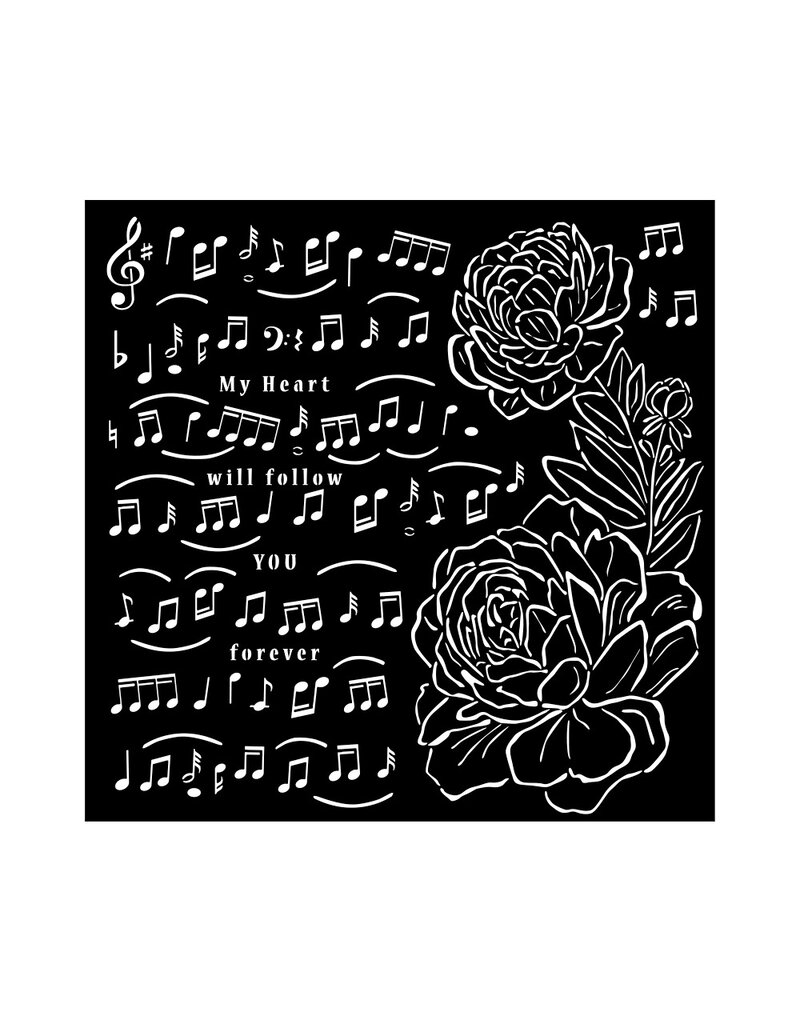 Stamperia Thick stencil cm 18X18 - Precious music and peony