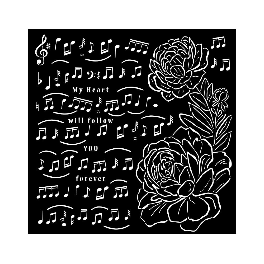 Stamperia Thick stencil cm 18X18 - Precious music and peony