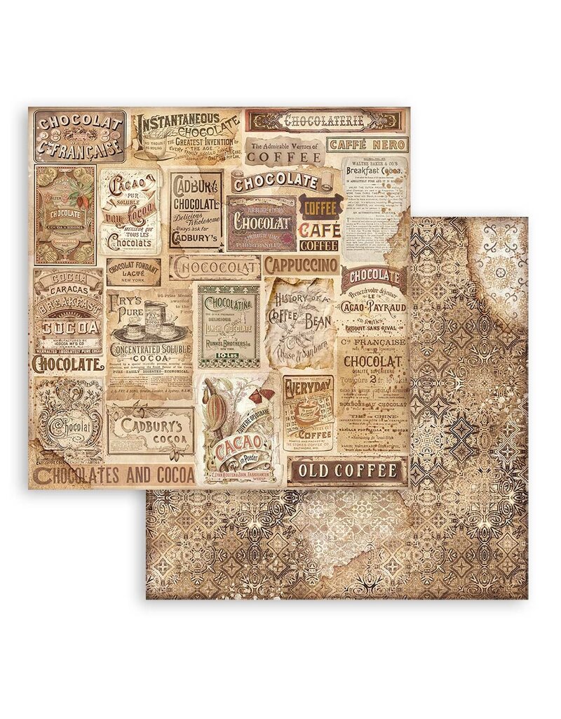 Stamperia Scrapbooking Small Pad 10 sheets cm 20,3X20,3 (8"X8") Backgrounds Selection - Coffee and Chocolate