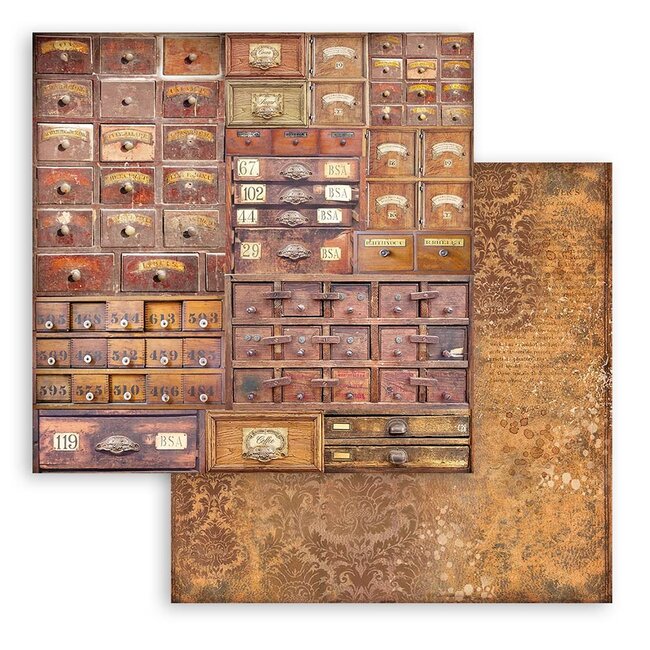 Stamperia Papierblok 30,5x30,5 cm - 10 vellen Maxi Background selection -  Coffee and Chocolate