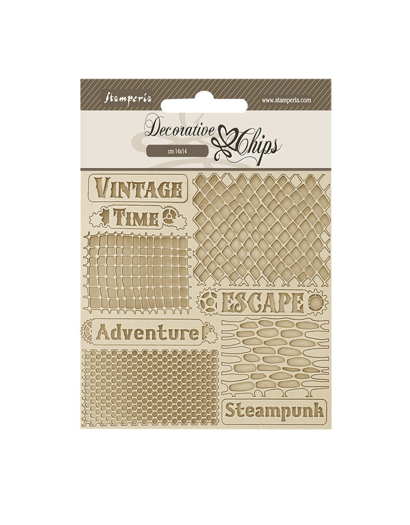 Stamperia Decorative chips cm 14x14 - Voyages Fantastiques nets