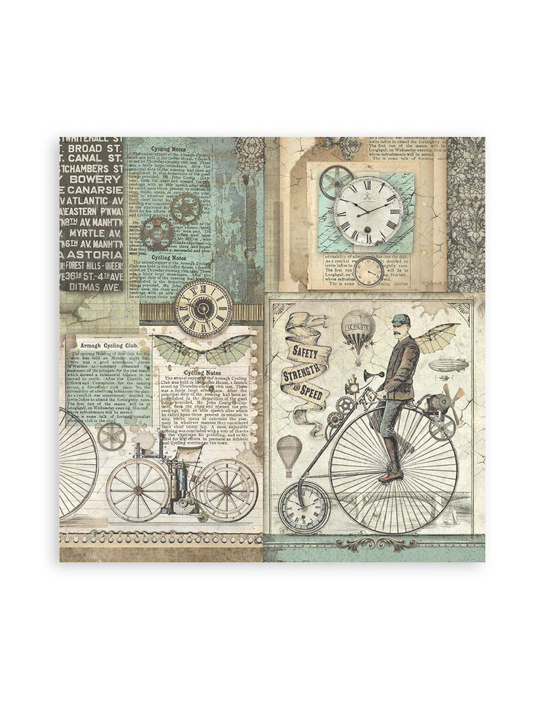 Stamperia Pack 4 sheets fabric cm 30x30 - Voyages Fantastiques