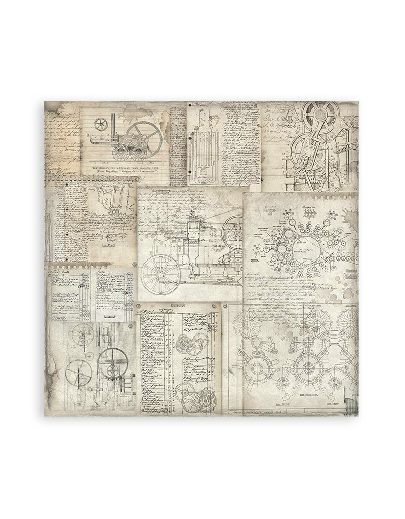 Stamperia Pack 4 sheets fabric cm 30x30 - Voyages Fantastiques