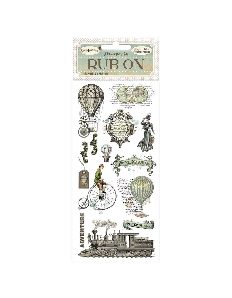 Stamperia Rub-on cm 10,16x21,6 - Voyages Fantastiques balloons