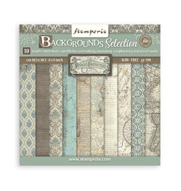 Stamperia Scrapbooking Small Pad 10 sheets cm 20,3X20,3 (8"X8") Backgrounds Selection - Voyages Fantastiques