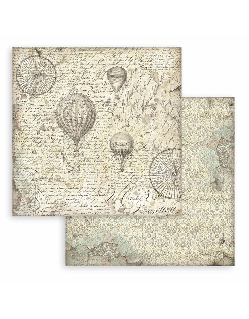 Stamperia Scrapbooking Small Pad 10 sheets cm 20,3X20,3 (8"X8") Backgrounds Selection - Voyages Fantastiques