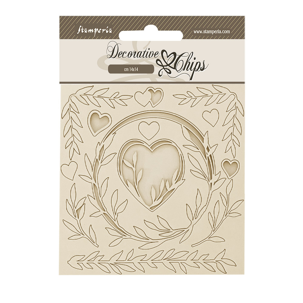Stamperia Decorative chips cm 14x14 - Romance Forever hearts