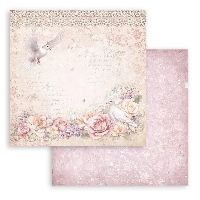 Stamperia Scrapbooking Small Pad 10 sheets cm 20,3X20,3 (8"X8") - Romance Forever