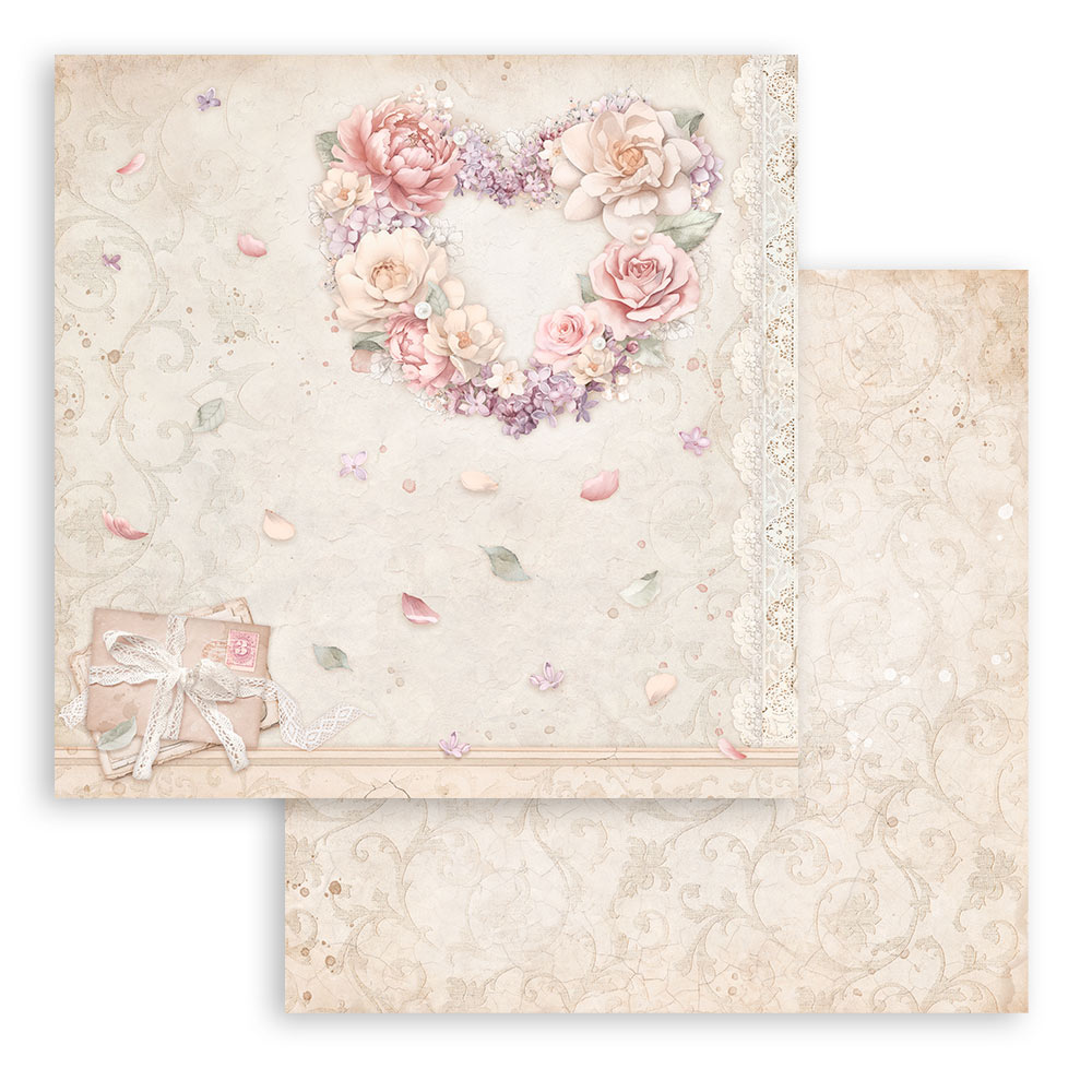 Stamperia Scrapbooking Small Pad 10 sheets cm 20,3X20,3 (8"X8") - Romance Forever