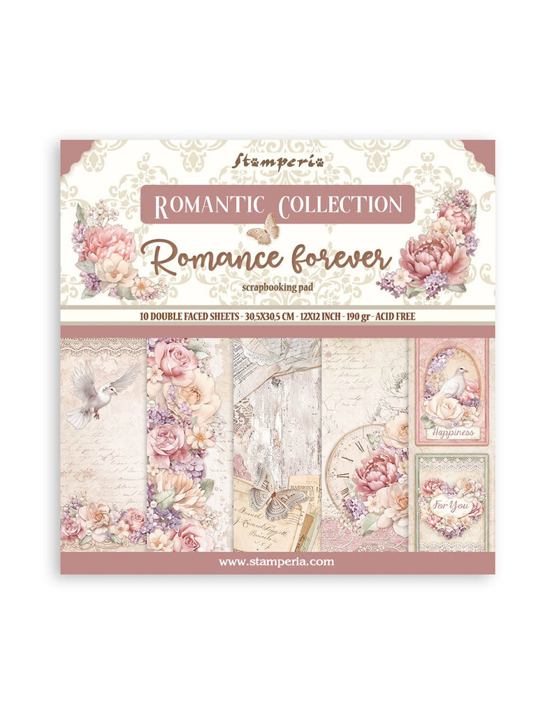 Stamperia Scrapbooking Pad 10 sheets cm 30,5x30,5 (12"x12") - Romance Forever