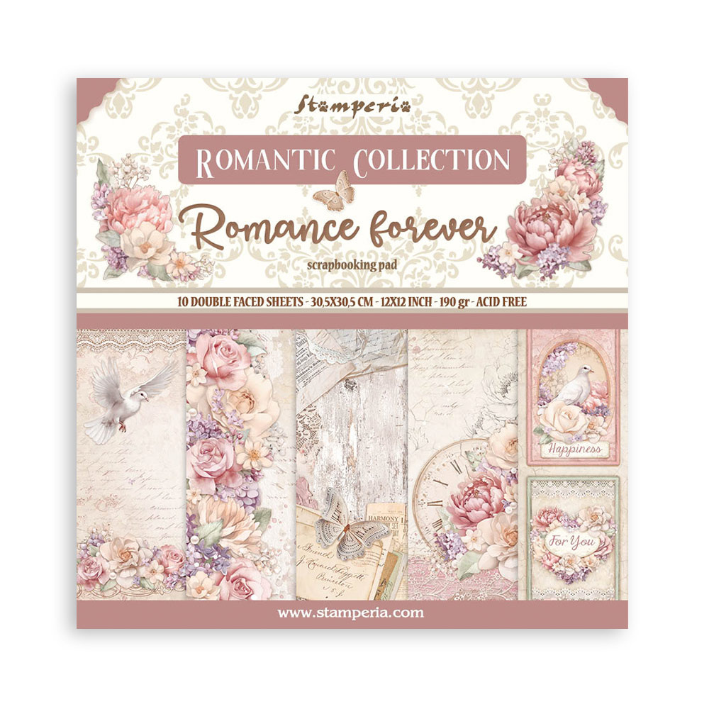 Stamperia Scrapbooking Pad 10 sheets cm 30,5x30,5 (12"x12") - Romance Forever