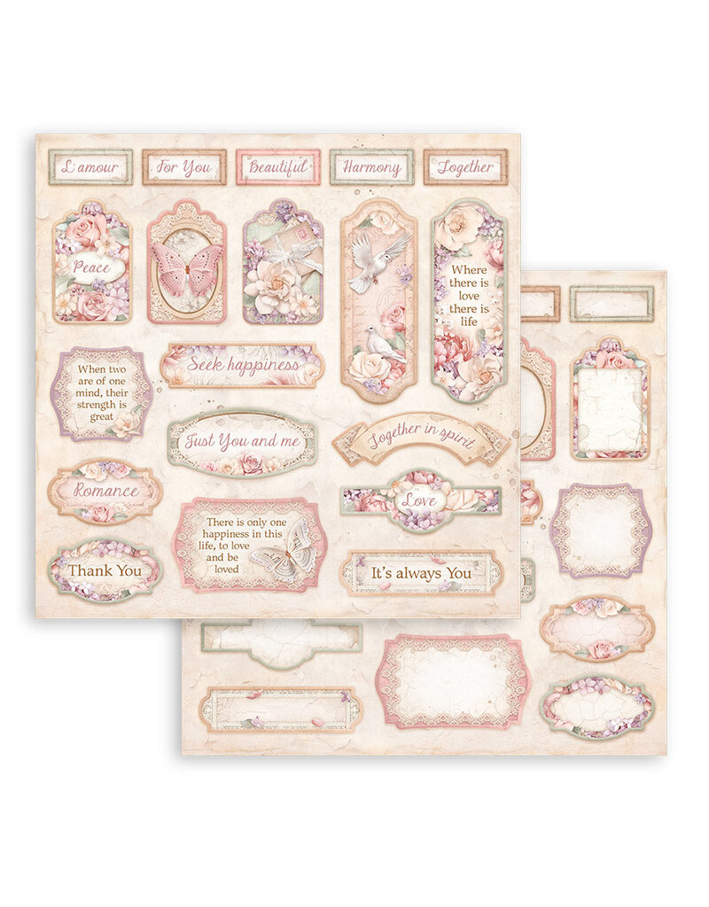 Stamperia Scrapbooking Double face sheet - Romance Forever tags