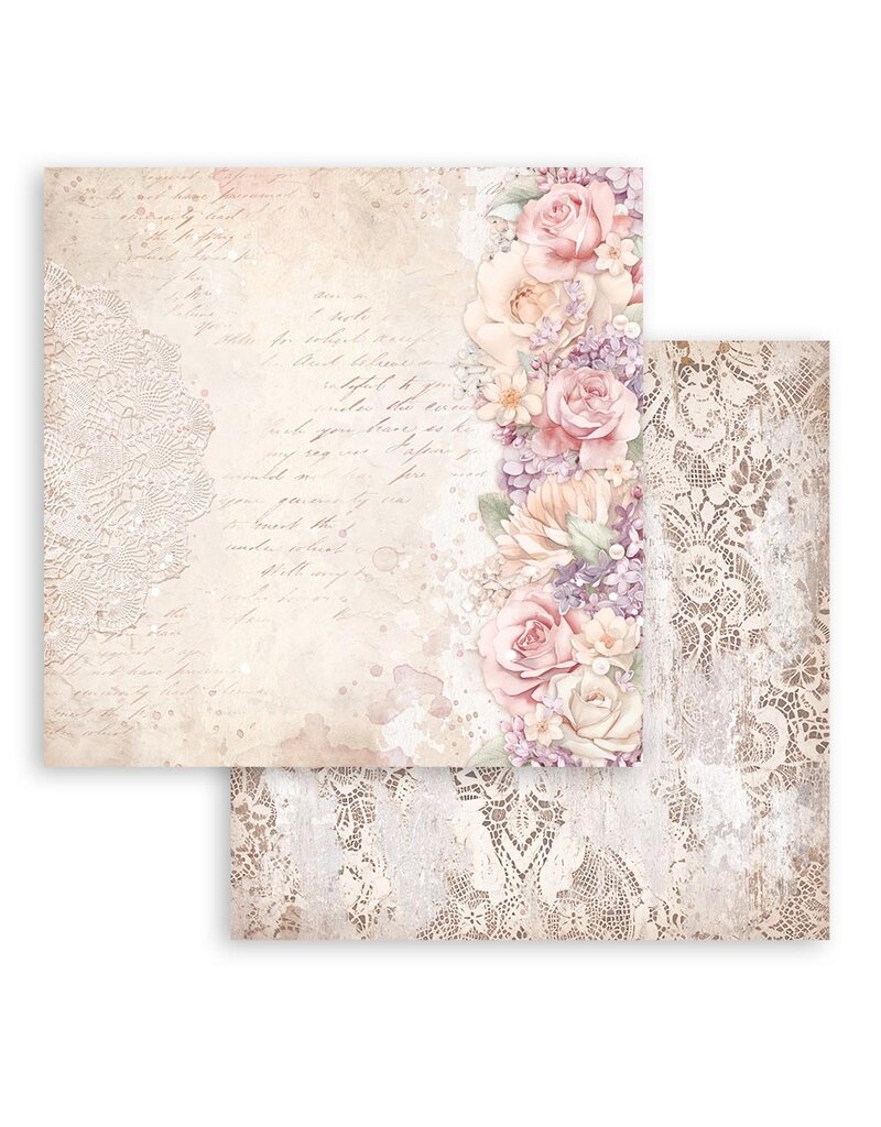 Stamperia Scrapbooking Double face sheet - Romance Forever floral border