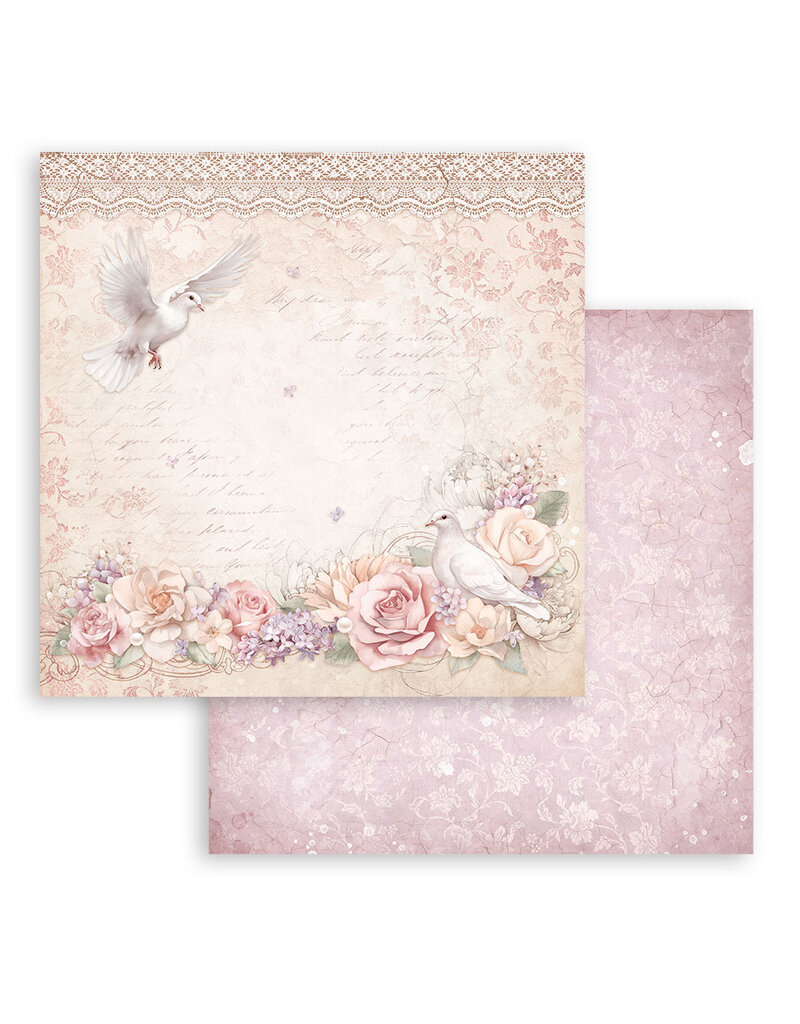 Stamperia Scrapbooking Double face sheet - Romance Forever dove