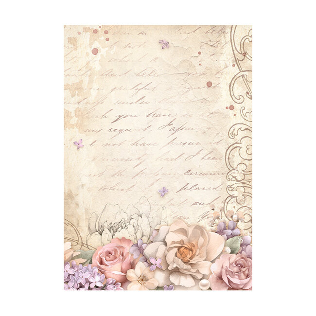 Stamperia Selection 8 Rice paper A6 backgrounds - Romance Forever