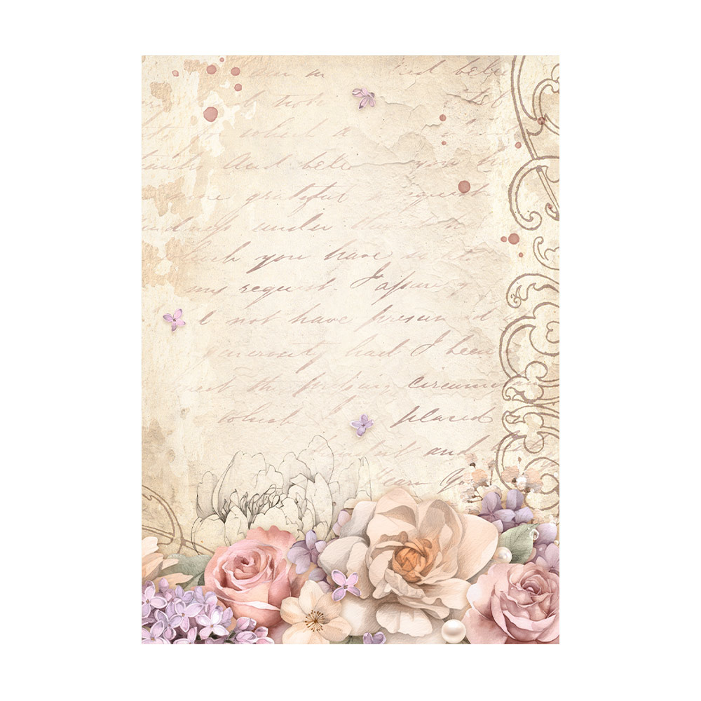 Stamperia Selection 8 Rice paper A6 backgrounds - Romance Forever