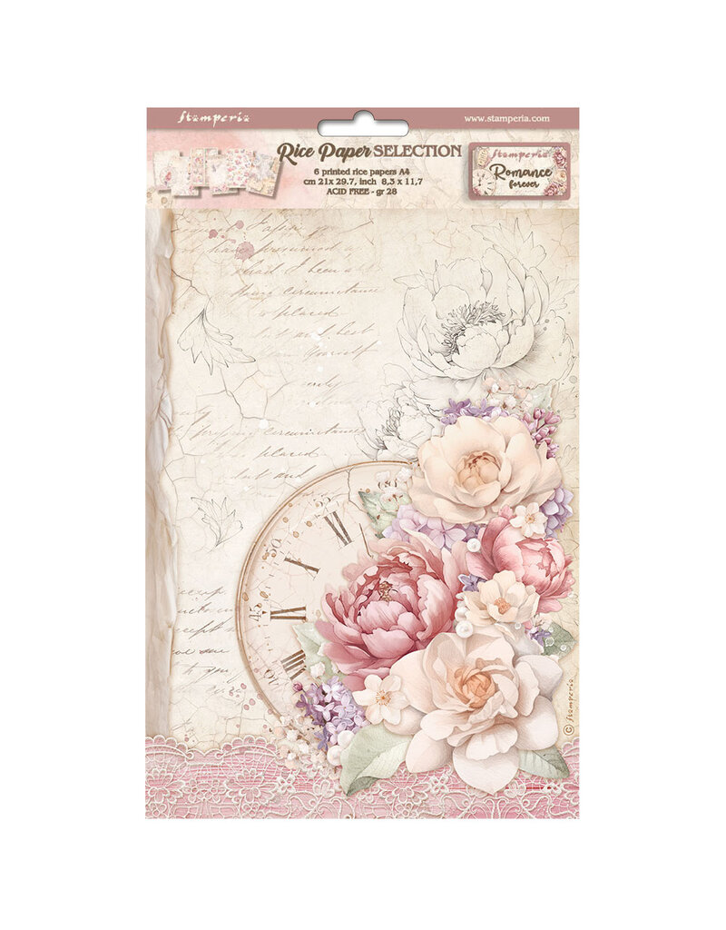 Stamperia Selection 6 Rice paper A4 - Romance Forever