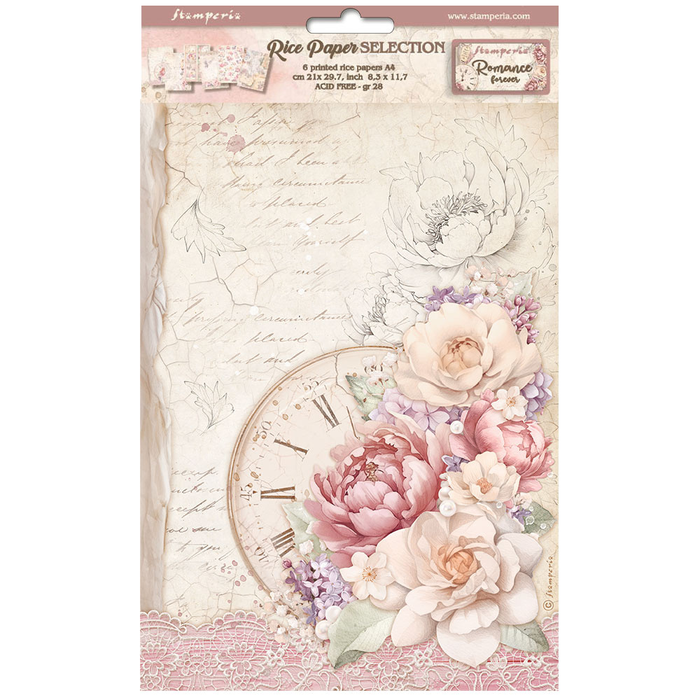 Stamperia Selection 6 Rice paper A4 - Romance Forever