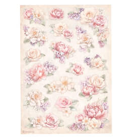 Stamperia A4 Rice paper packed - Romance Forever floral background