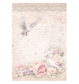 Stamperia A4 Rice paper packed - Romance Forever doves