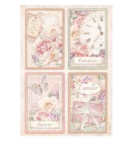 Stamperia A4 Rice paper packed - Romance Forever 4 cards