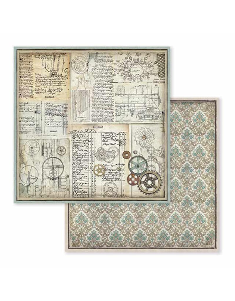 Stamperia Scrapbooking Double face sheet - Voyages Fantastiques gears