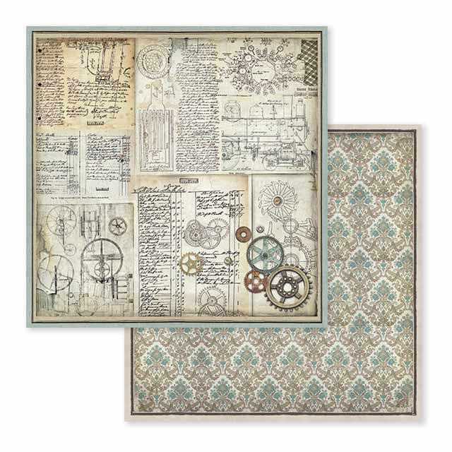 Stamperia Scrapbooking Double face sheet - Voyages Fantastiques gears