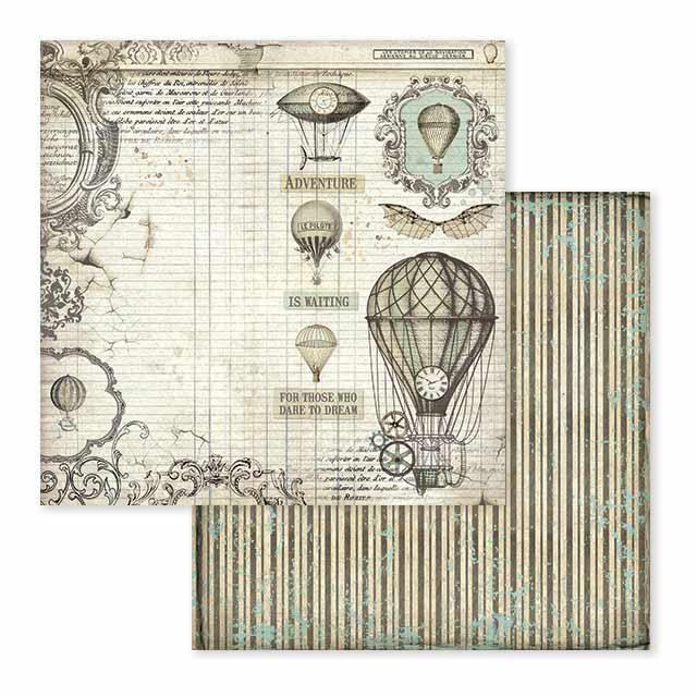 Stamperia Scrapbooking Double face sheet - Voyages Fantastiques air balloon