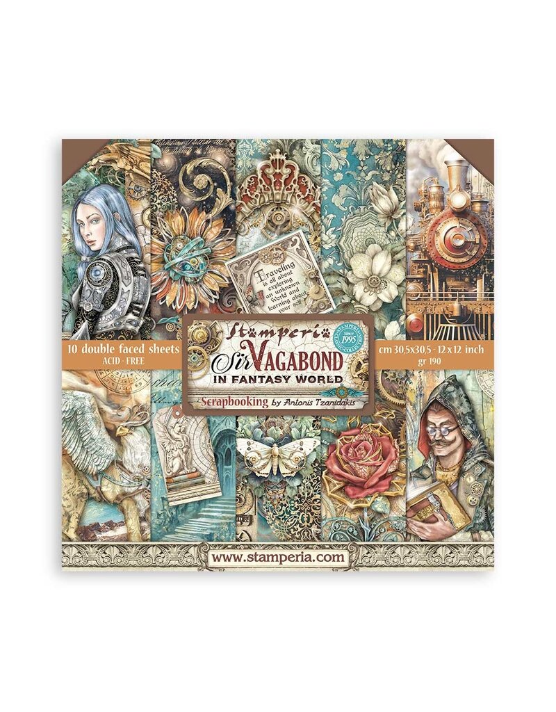 Stamperia Scrapbooking Pad 10 sheets cm 30,5x30,5 (12"x12") - Sir Vagabond in Fantasy World