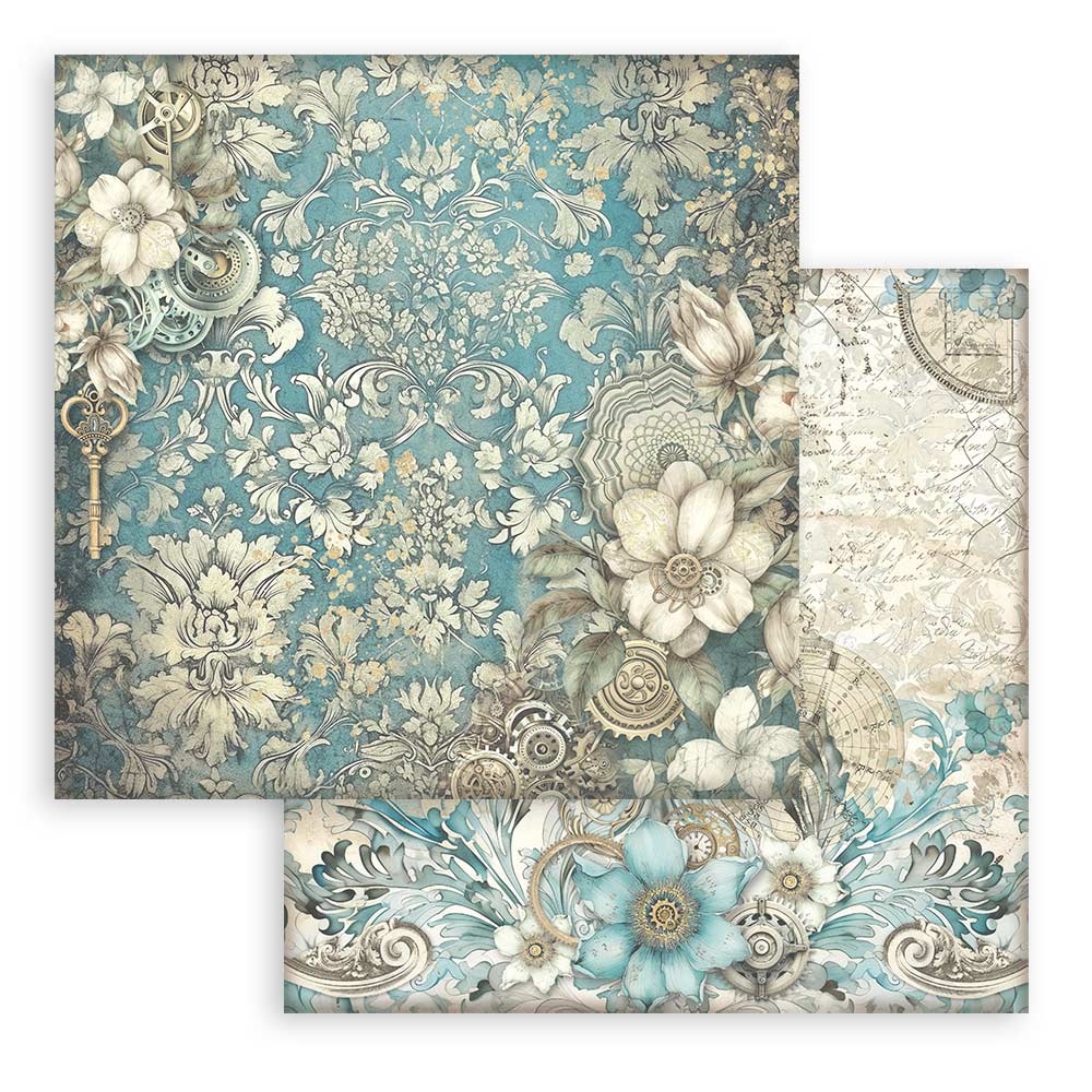 Stamperia Scrapbooking Double face sheet - Sir Vagabond in Fantasy World white flowers