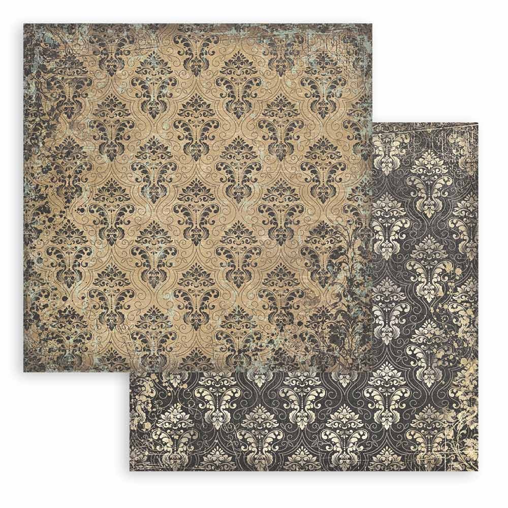 Stamperia Scrapbooking Double face sheet - Sir Vagabond in Fantasy World ochre wallpaper