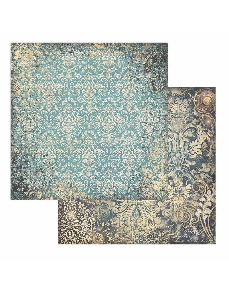 Stamperia Scrapbooking Double face sheet - Sir Vagabond in Fantasy World turquoise wallpaper
